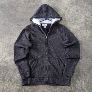 Chebella Sherpa Jacket Womens XL Dark Gray Sweatshirt Full Zip Hooded Pockets